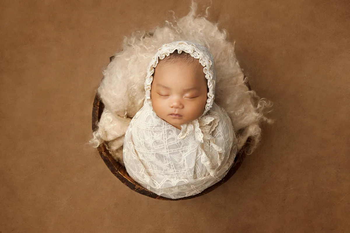 Newborn baby portrait photographed at Photo Hive newborn studio in Auckland