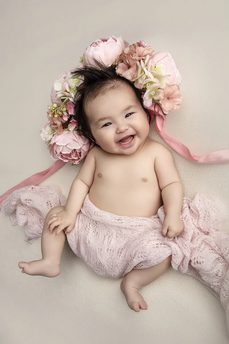 Baby milestone photography portrait in Auckland studio